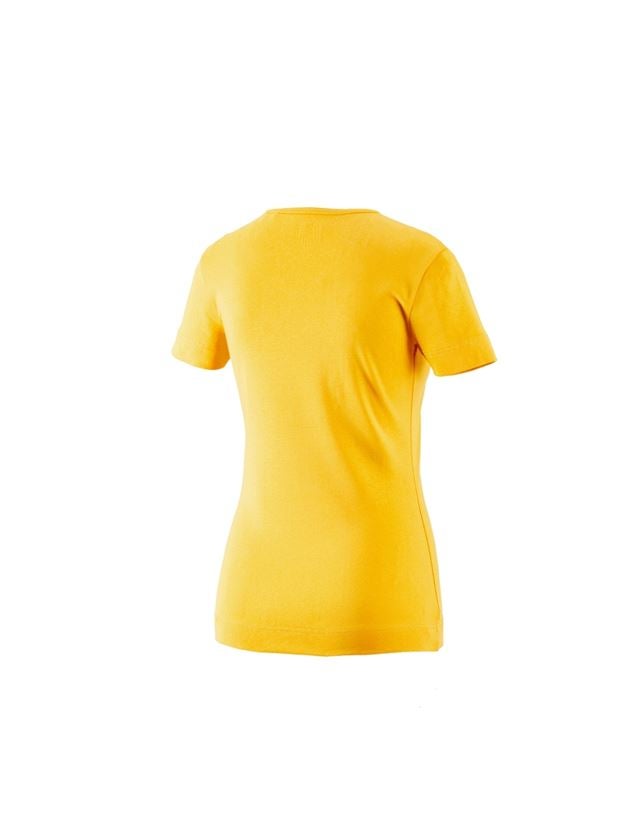 Maglie | Pullover | Bluse: e.s. t-shirt cotton V-Neck, donna + giallo 1