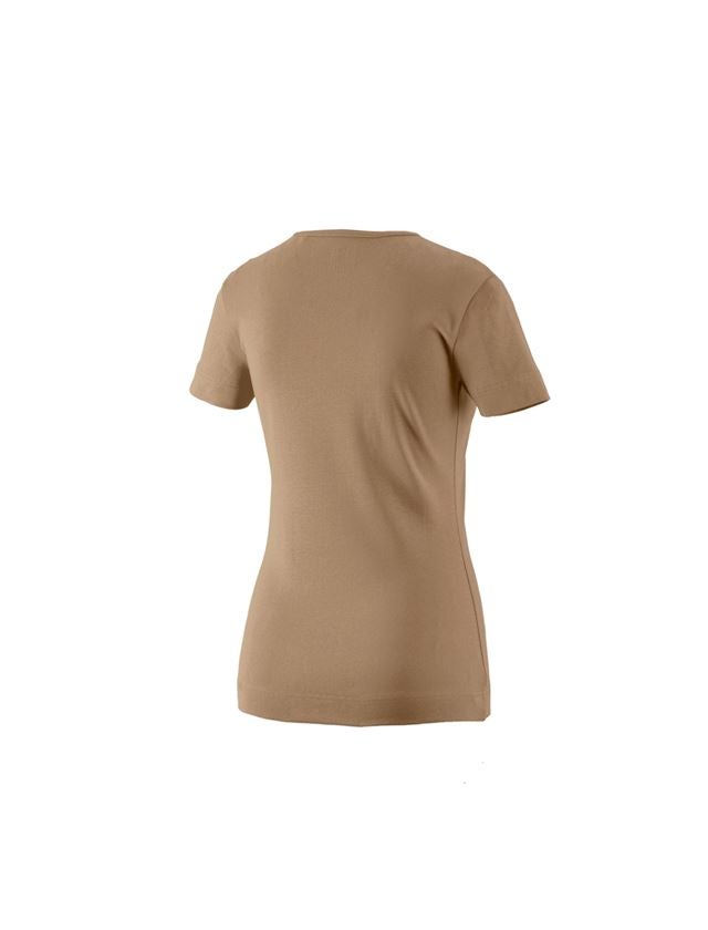 Temi: e.s. t-shirt cotton V-Neck, donna + kaki 1