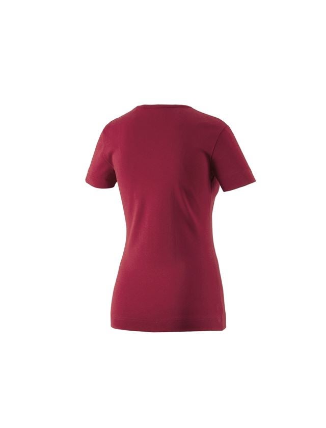 Maglie | Pullover | Bluse: e.s. t-shirt cotton V-Neck, donna + bordeaux 1