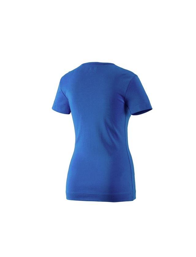 Maglie | Pullover | Bluse: e.s. t-shirt cotton V-Neck, donna + blu genziana 1