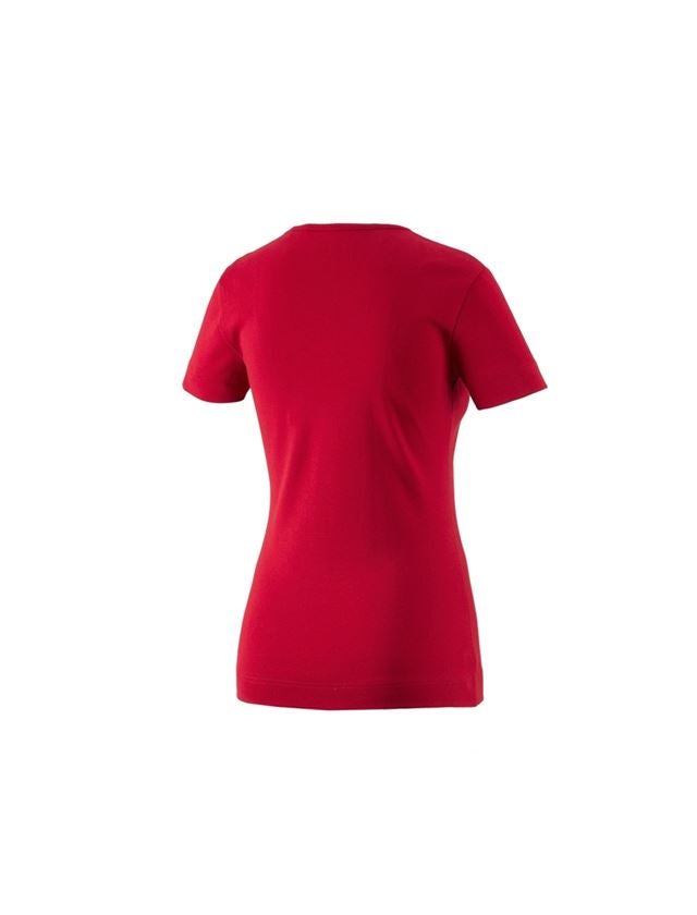 Maglie | Pullover | Bluse: e.s. t-shirt cotton V-Neck, donna + rosso fuoco 1