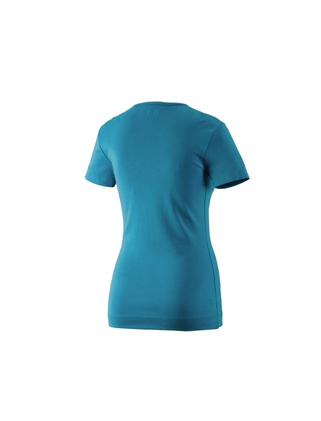 Maglie | Pullover | Bluse: e.s. t-shirt cotton V-Neck, donna + petrolio 1