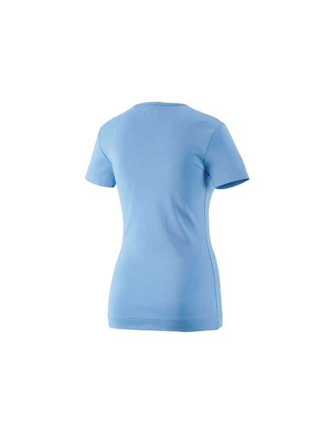 Maglie | Pullover | Bluse: e.s. t-shirt cotton V-Neck, donna + blu azzurro  1