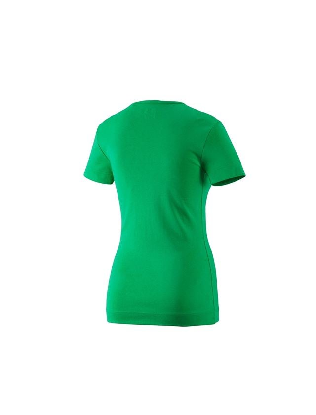Maglie | Pullover | Bluse: e.s. t-shirt cotton V-Neck, donna + verde erba 1