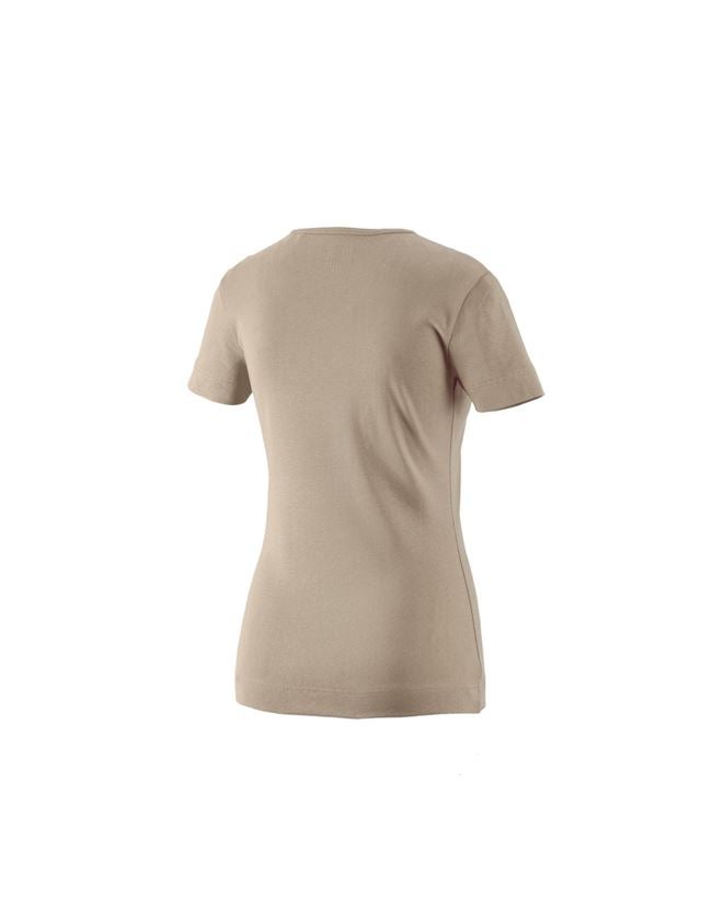 Maglie | Pullover | Bluse: e.s. t-shirt cotton V-Neck, donna + argilla 1