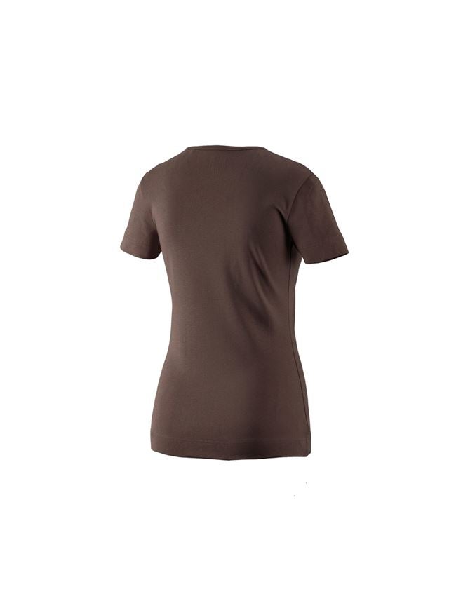 Maglie | Pullover | Bluse: e.s. t-shirt cotton V-Neck, donna + castagna 1