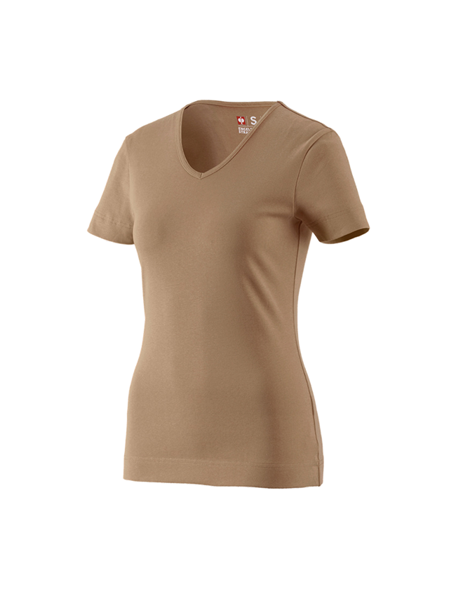 Maglie | Pullover | Bluse: e.s. t-shirt cotton V-Neck, donna + kaki