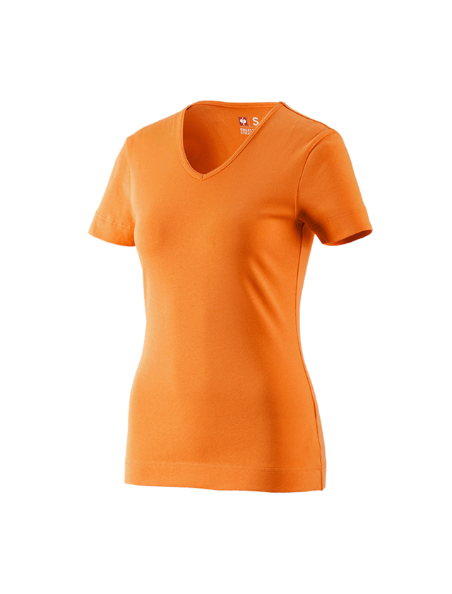 Temi: e.s. t-shirt cotton V-Neck, donna + arancio