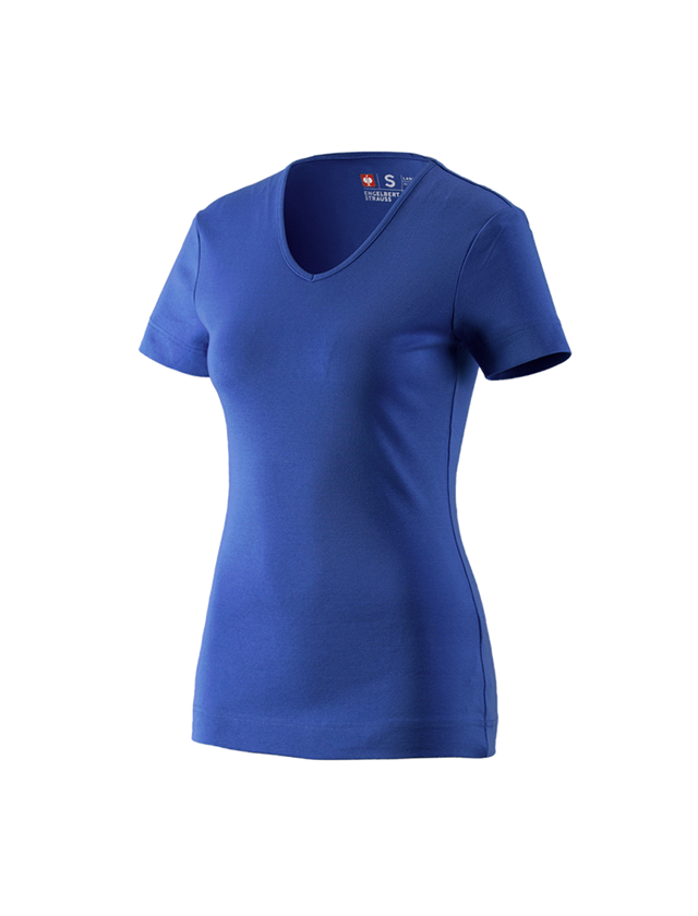 Temi: e.s. t-shirt cotton V-Neck, donna + blu reale