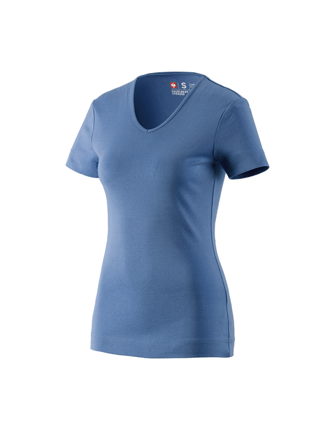 Maglie | Pullover | Bluse: e.s. t-shirt cotton V-Neck, donna + cobalto