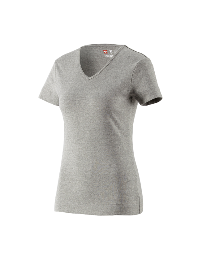 Maglie | Pullover | Bluse: e.s. t-shirt cotton V-Neck, donna + grigio sfumato