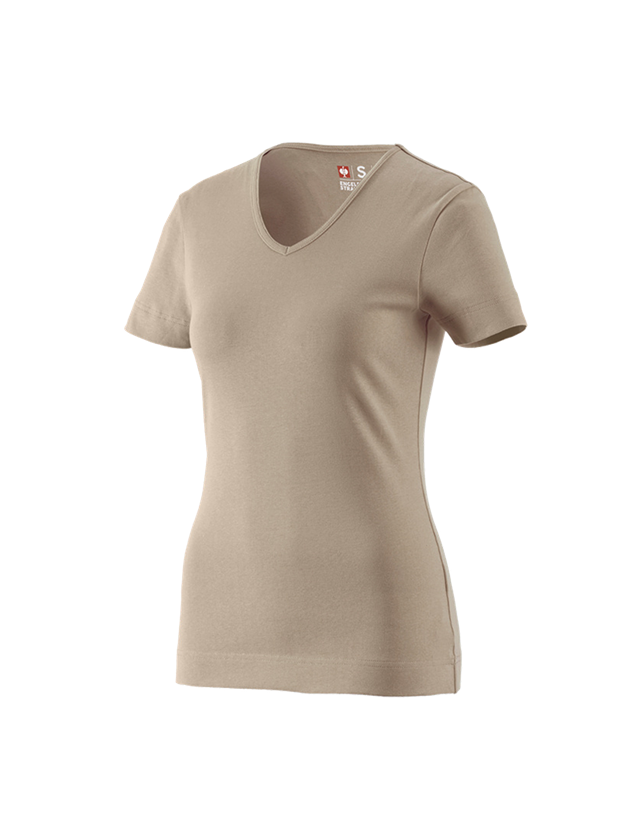 Temi: e.s. t-shirt cotton V-Neck, donna + argilla