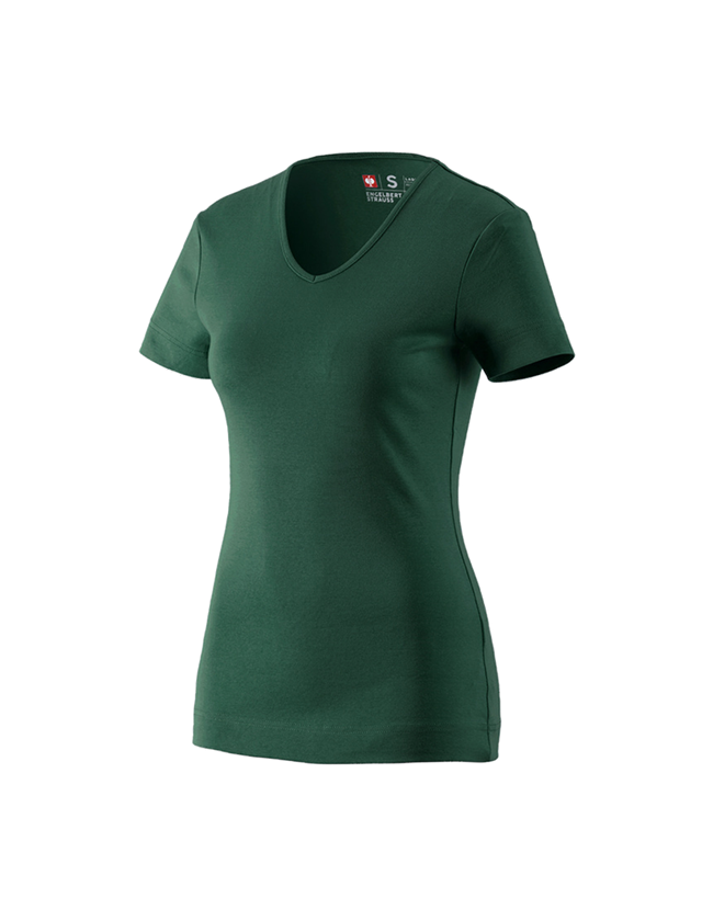 Maglie | Pullover | Bluse: e.s. t-shirt cotton V-Neck, donna + verde 2