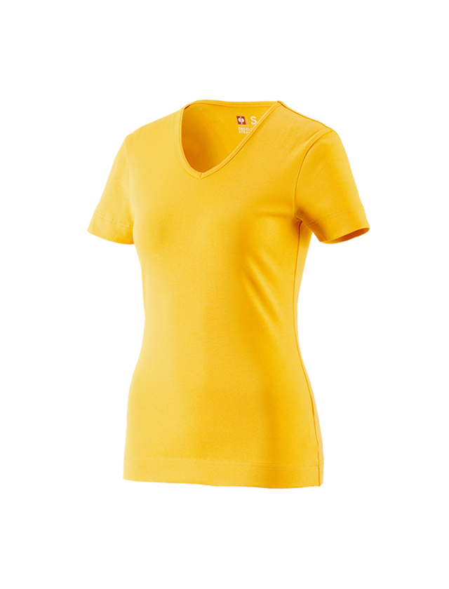 Temi: e.s. t-shirt cotton V-Neck, donna + giallo