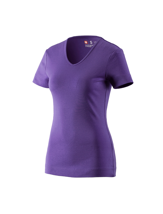 Maglie | Pullover | Bluse: e.s. t-shirt cotton V-Neck, donna + violetto