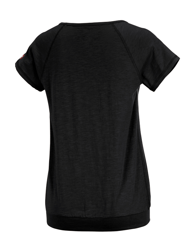 Temi: e.s. t-shirt cotton slub, donna + nero 1