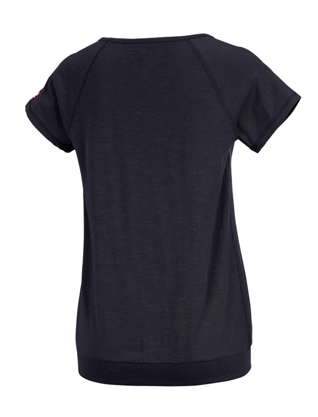 Maglie | Pullover | Bluse: e.s. t-shirt cotton slub, donna + blu scuro 1