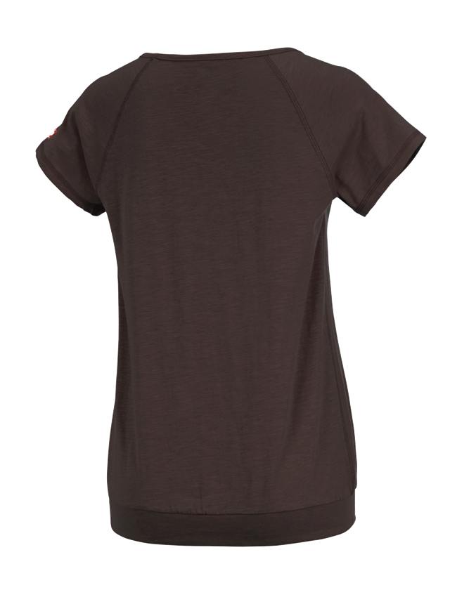 Maglie | Pullover | Bluse: e.s. t-shirt cotton slub, donna + castagna 1