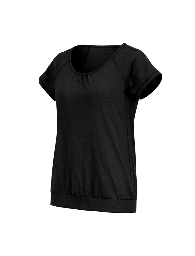 Temi: e.s. t-shirt cotton slub, donna + nero