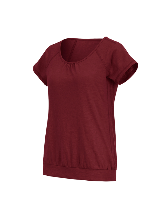 Temi: e.s. t-shirt cotton slub, donna + rubino