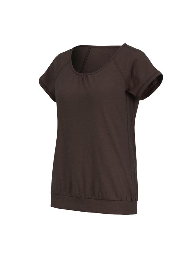 Maglie | Pullover | Bluse: e.s. t-shirt cotton slub, donna + castagna