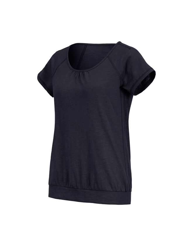 Temi: e.s. t-shirt cotton slub, donna + blu scuro