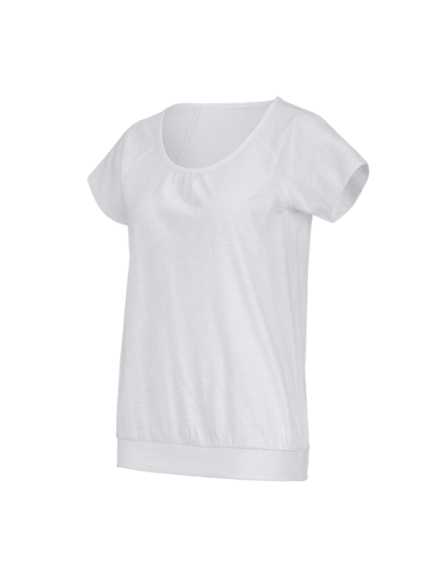 Temi: e.s. t-shirt cotton slub, donna + bianco