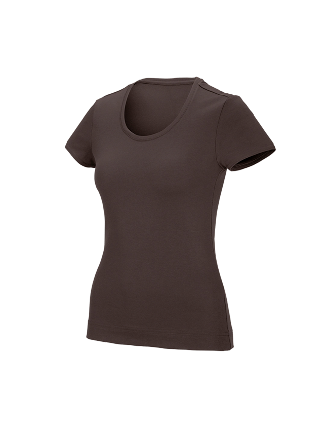 Maglie | Pullover | Bluse: e.s. t-shirt funzionale poly cotton, donna + castagna