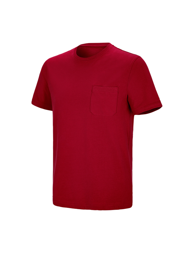 Temi: e.s. t-shirt cotton stretch Pocket + rosso fuoco