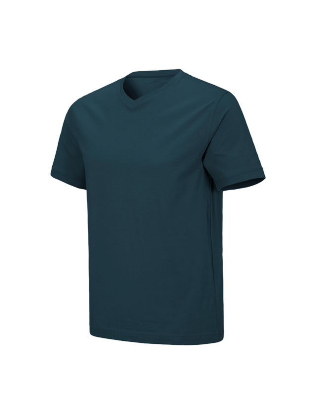 Maglie | Pullover | Camicie: e.s. t-shirt cotton stretch V-Neck + blu mare