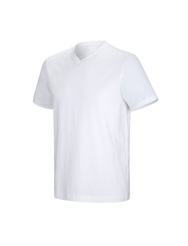 Maglie | Pullover | Camicie: e.s. t-shirt cotton stretch V-Neck + bianco 2