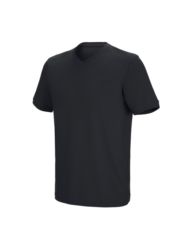 Maglie | Pullover | Camicie: e.s. t-shirt cotton stretch V-Neck + nero 1