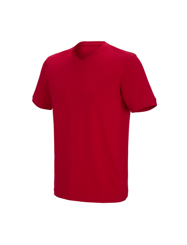 Maglie | Pullover | Camicie: e.s. t-shirt cotton stretch V-Neck + rosso fuoco
