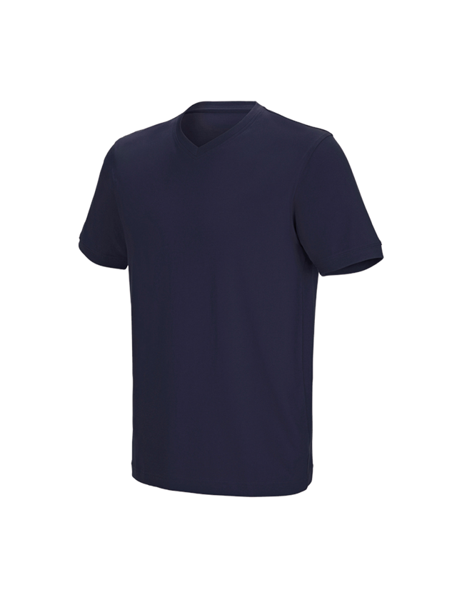 Maglie | Pullover | Camicie: e.s. t-shirt cotton stretch V-Neck + blu scuro 2