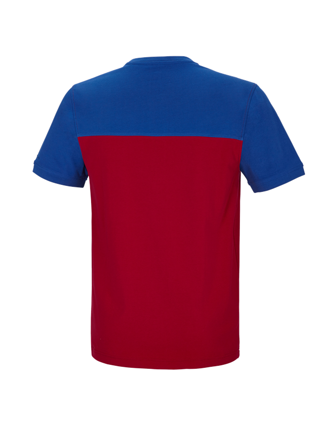 Maglie | Pullover | Camicie: e.s. t-shirt cotton stretch bicolor + rosso fuoco/blu reale 1