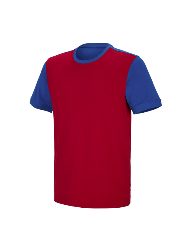 Installateur / Klempner: e.s. T-Shirt cotton stretch bicolor + feuerrot/kornblau