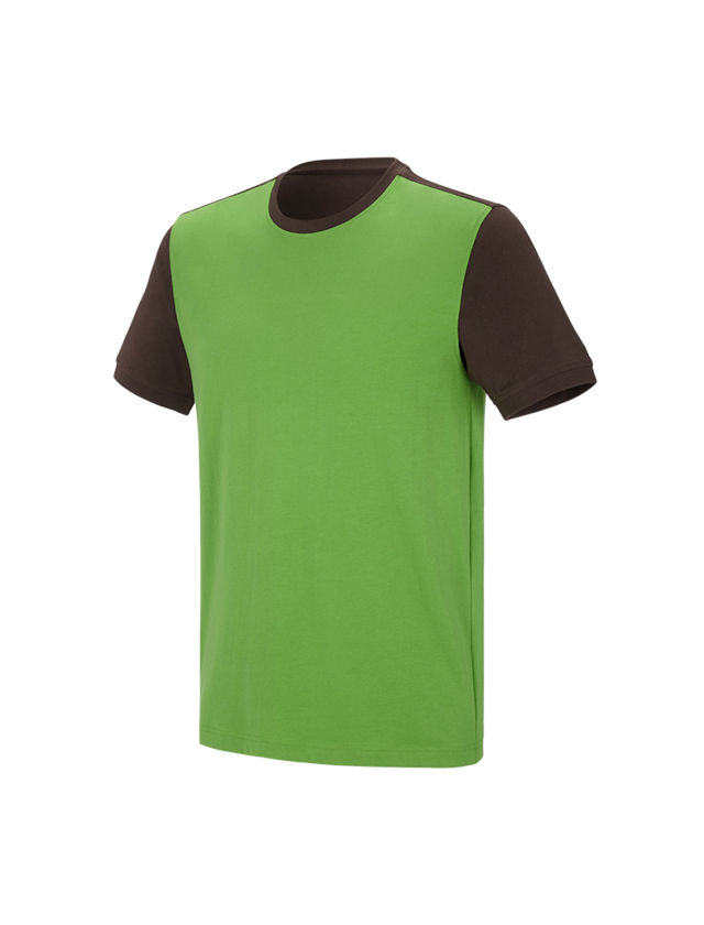 Installateur / Klempner: e.s. T-Shirt cotton stretch bicolor + seegrün/kastanie