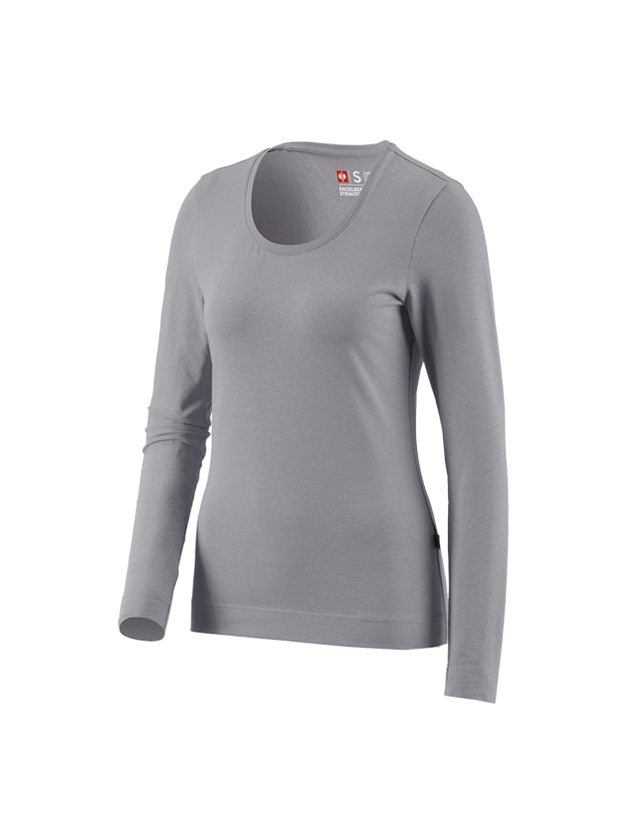 Maglie | Pullover | Bluse: e.s. longsleeve cotton stretch, donna + platino