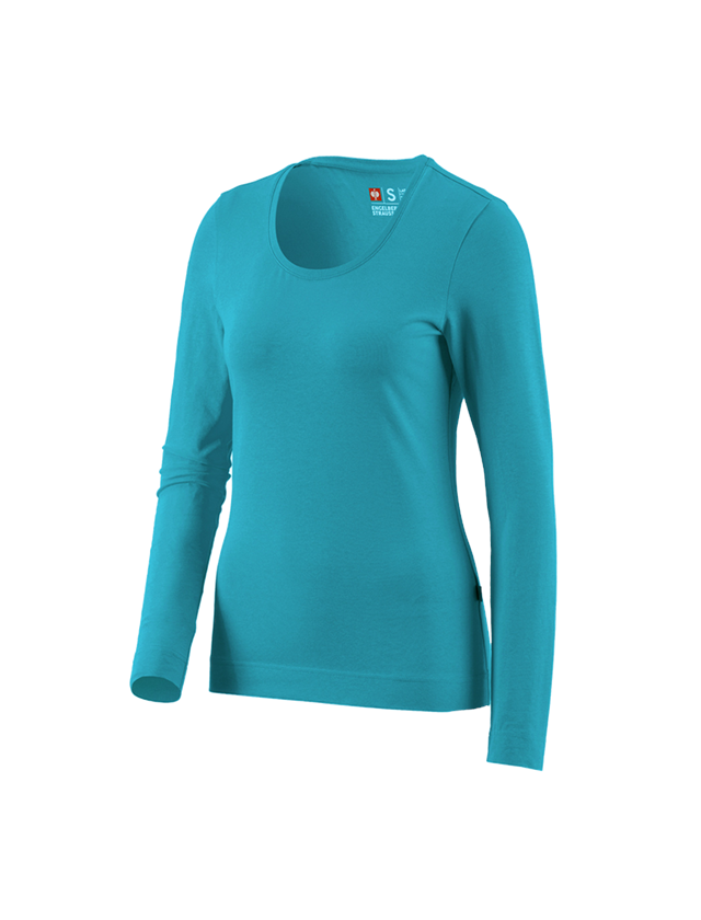 Maglie | Pullover | Bluse: e.s. longsleeve cotton stretch, donna + oceano