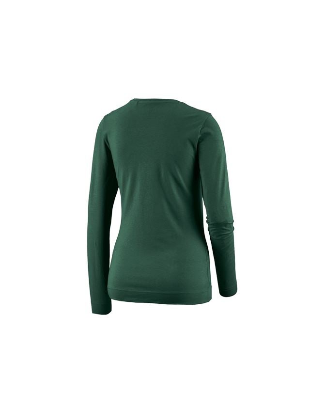 Maglie | Pullover | Bluse: e.s. longsleeve cotton stretch, donna + verde 1