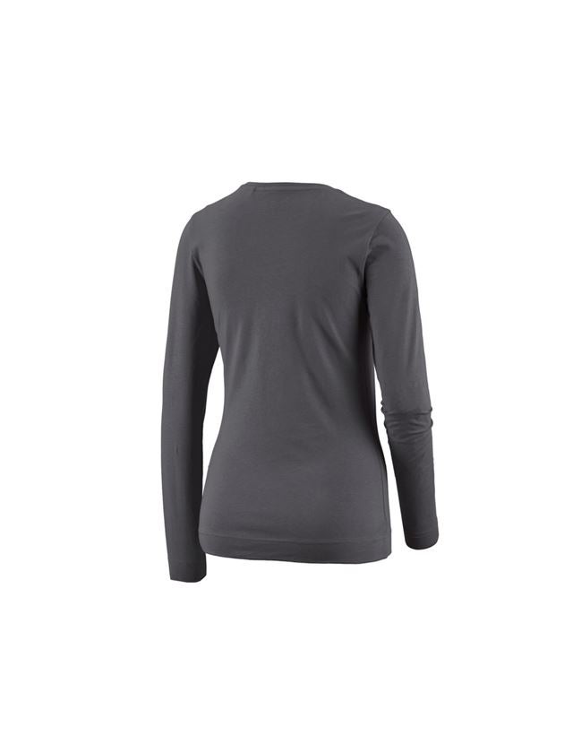 Maglie | Pullover | Bluse: e.s. longsleeve cotton stretch, donna + antracite  1