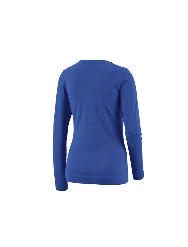 Maglie | Pullover | Bluse: e.s. longsleeve cotton stretch, donna + blu reale 1