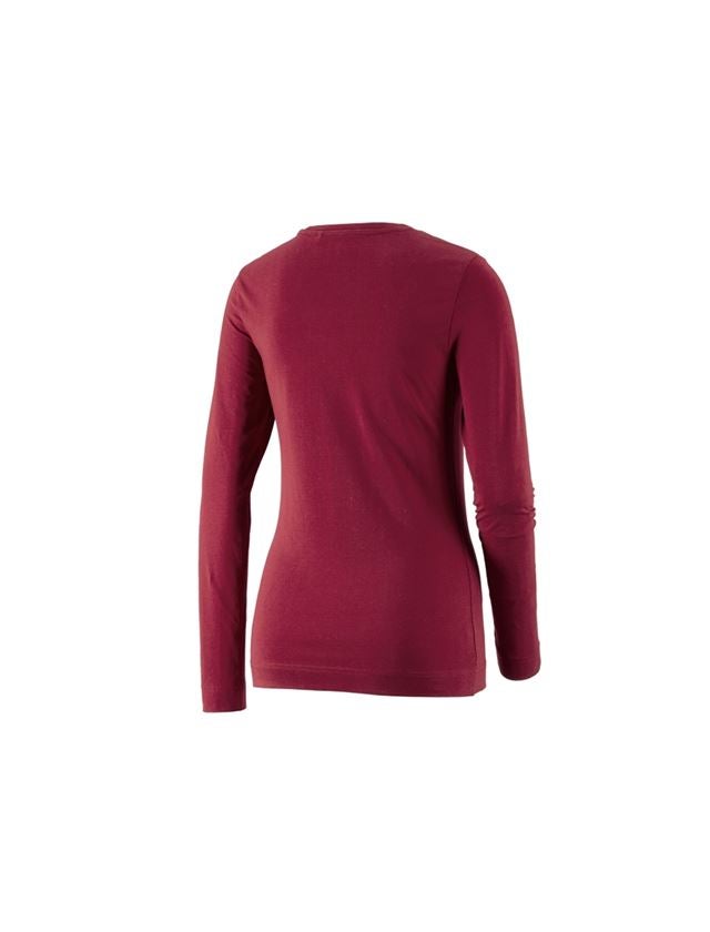Maglie | Pullover | Bluse: e.s. longsleeve cotton stretch, donna + bordeaux 1