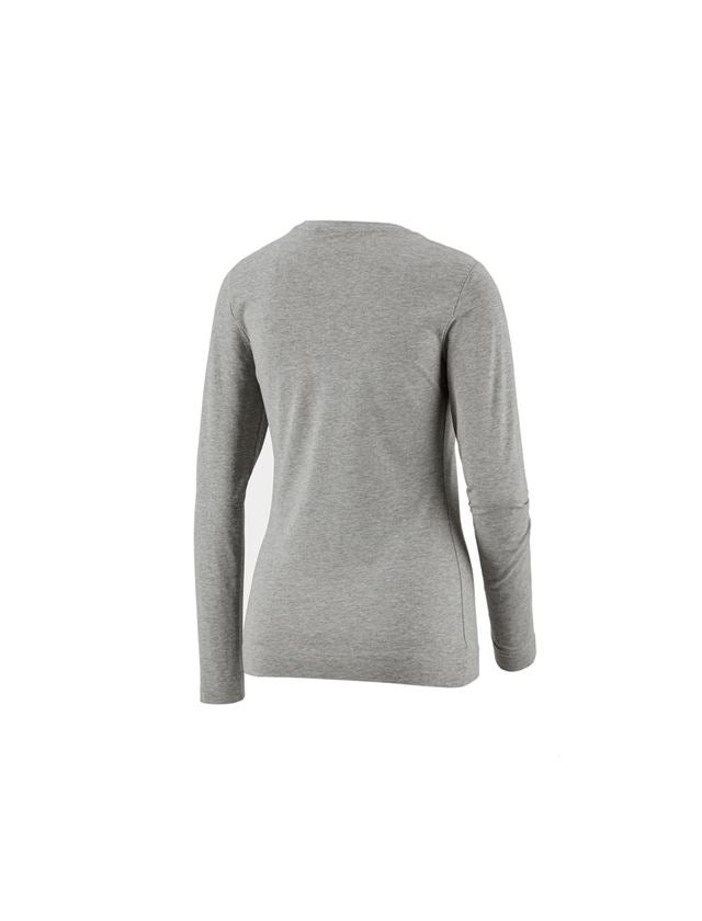 Maglie | Pullover | Bluse: e.s. longsleeve cotton stretch, donna + grigio sfumato 1