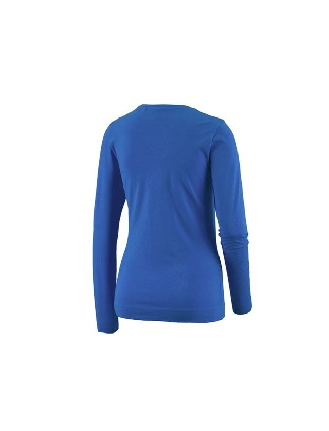 Maglie | Pullover | Bluse: e.s. longsleeve cotton stretch, donna + blu genziana 3