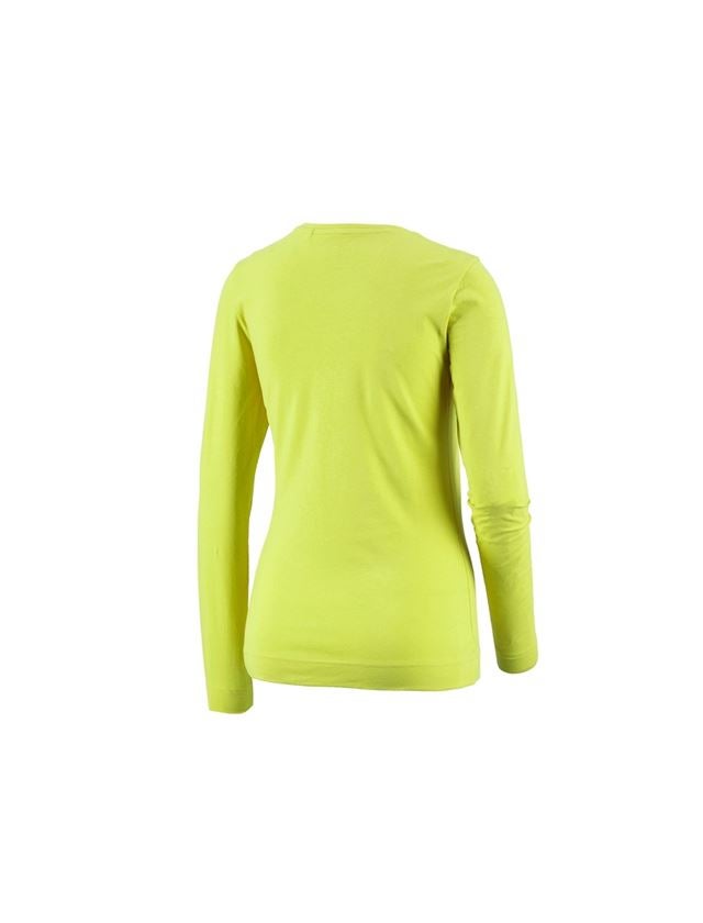 Maglie | Pullover | Bluse: e.s. longsleeve cotton stretch, donna + verde maggio 1
