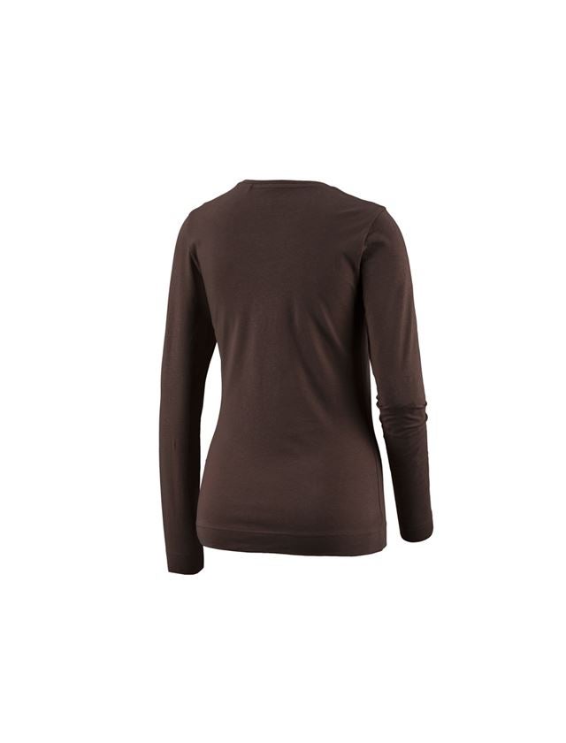 Maglie | Pullover | Bluse: e.s. longsleeve cotton stretch, donna + castagna 1