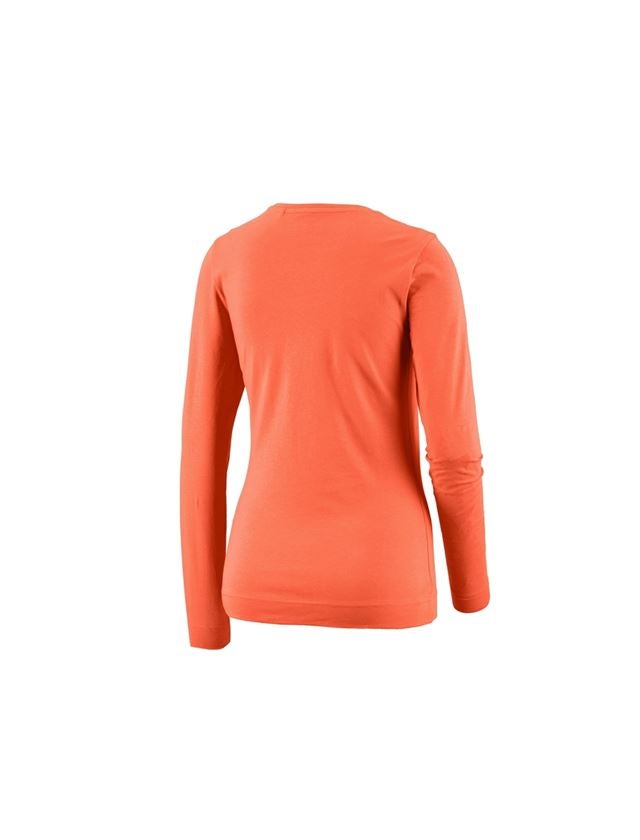 Maglie | Pullover | Bluse: e.s. longsleeve cotton stretch, donna + pesca noce 1