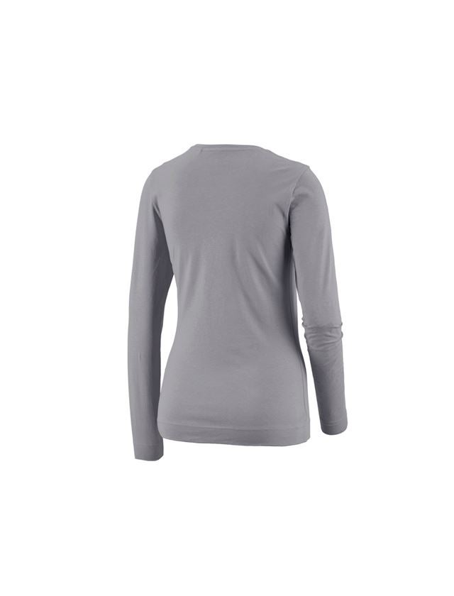 Maglie | Pullover | Bluse: e.s. longsleeve cotton stretch, donna + platino 1