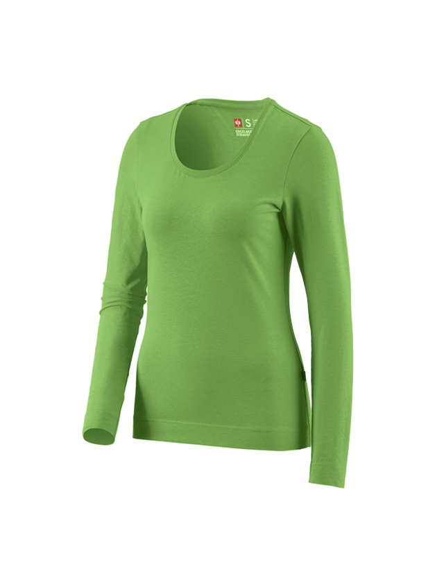 Maglie | Pullover | Bluse: e.s. longsleeve cotton stretch, donna + verde mare 2